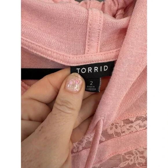 Torrid size 2 pink tie dye ombré hoodie sweatshirt - Picture 2 of 5